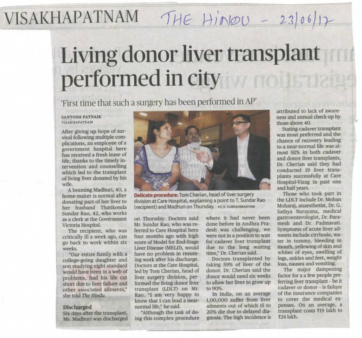 Living Donor Liver Transplant Performed In City