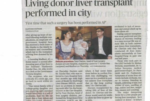 Living Donor Liver Transplant Performed In City