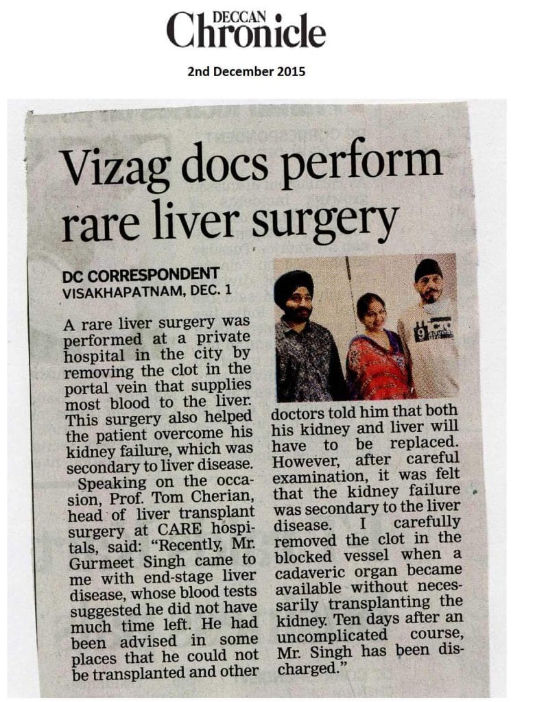 Vizag Docs Perform Rare Liver Surgery