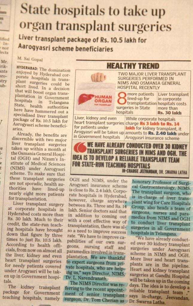 State Hospitals To Take Up Organ Transplant Surgeries